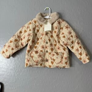 Wild Wawa Quilted Jacket, Desert Rose Hearts, 3-4y